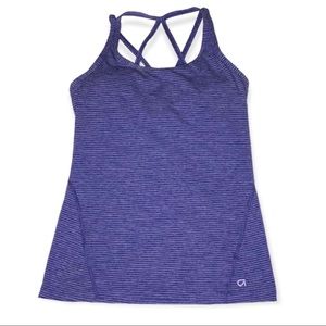 Gapfit (XS) Womens Active tank top with built in bra in blue stripe